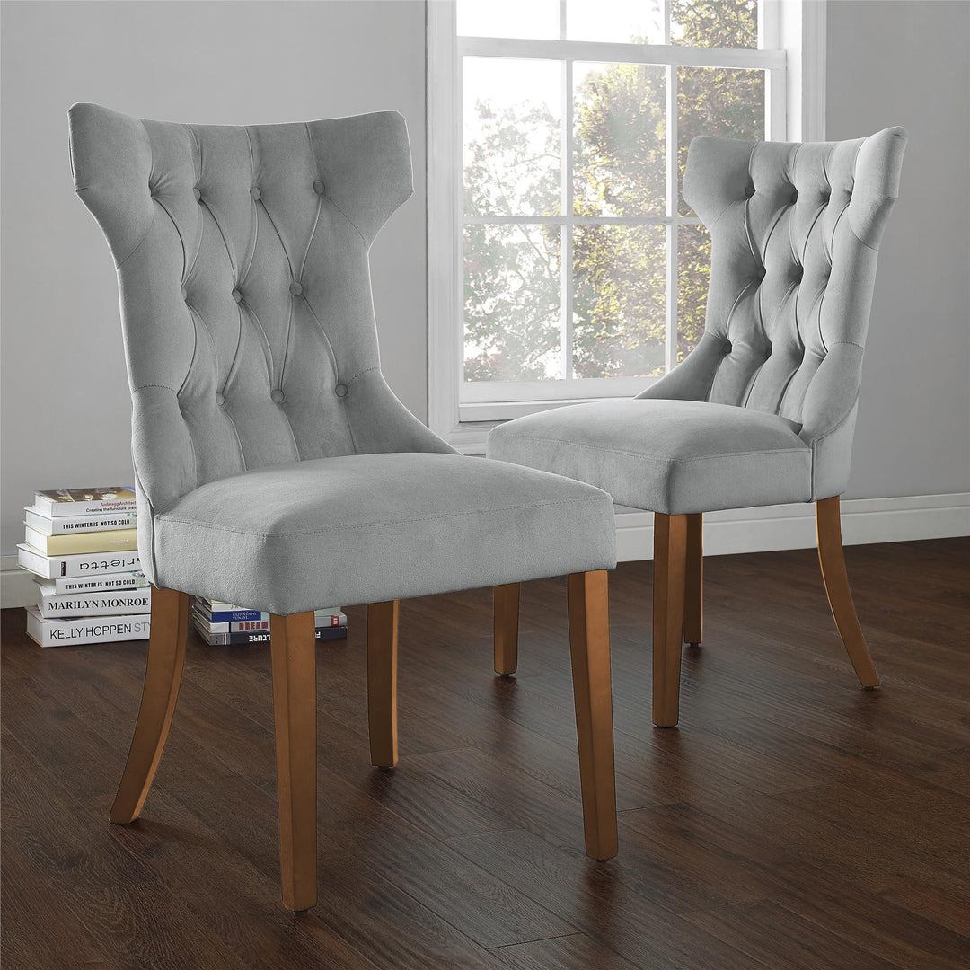 Hourglass Dining Chair with Tufted Back -  Gray 
