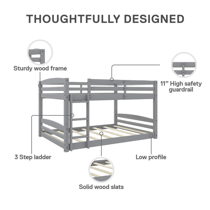 Sierra Full over Full Wood Bunk Bed, Converts into 2 Full Beds - Gray - Full-Over-Full