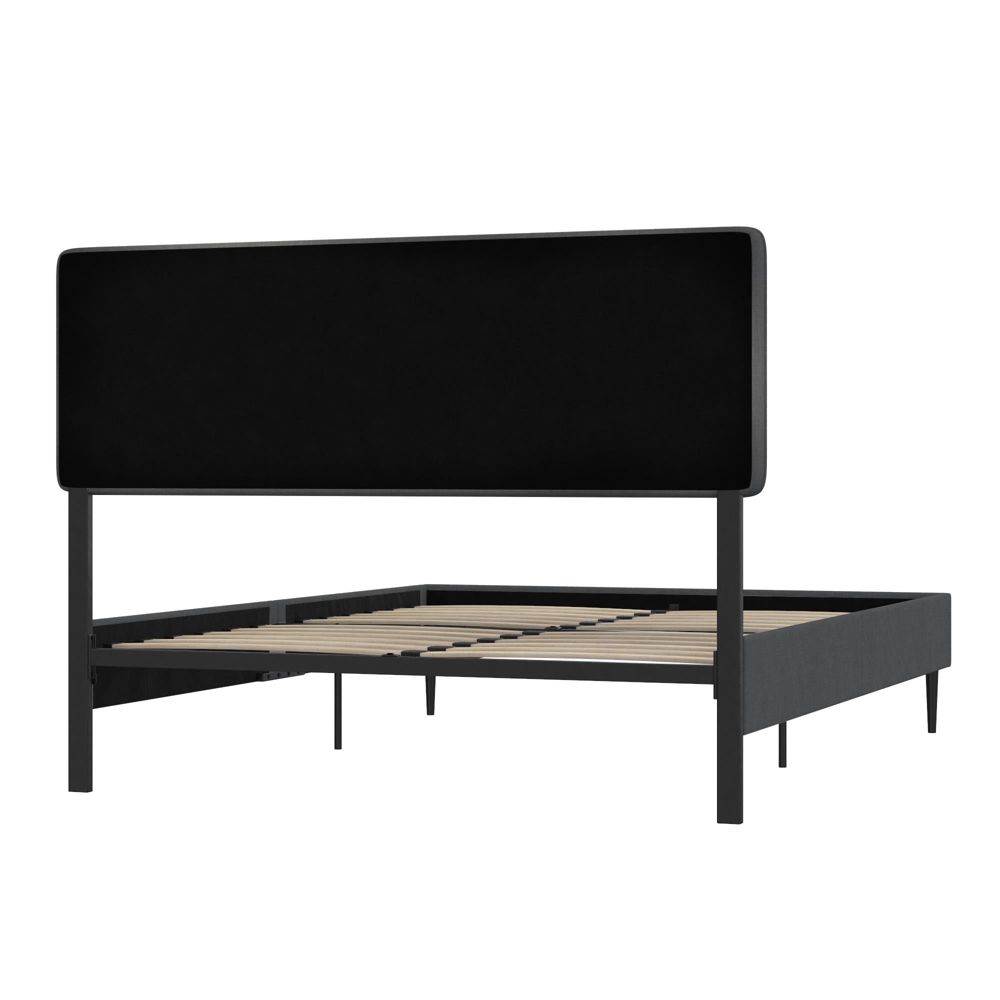 【gp_888】②ベット4分割【ローレルブラウン】 Tyler Linen Upholstered Bed with Square Tufted Headboard and