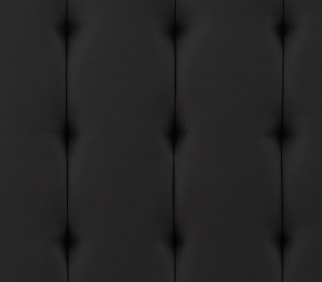 Emily Upholstered Bed with Wood Frame and Slats - Black Faux Leather - Full