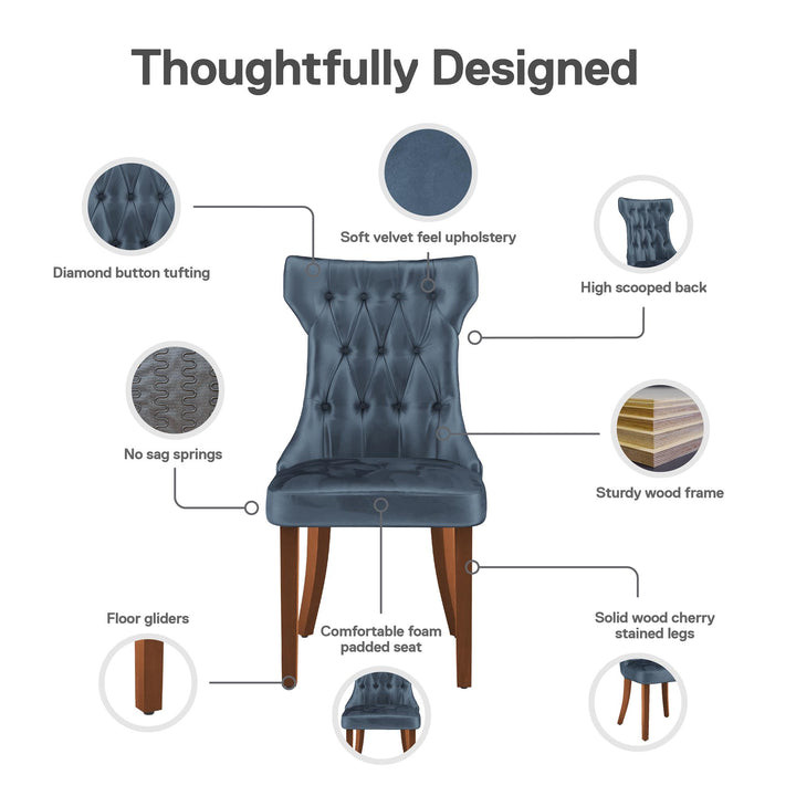Clairborne Tufted Hourglass Dining Chair Set -  Navy 