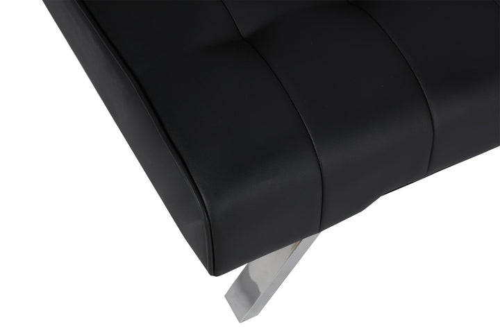 Emily Split-Back Upholstered 2 Seat Convertible Futon - Black Faux Leather