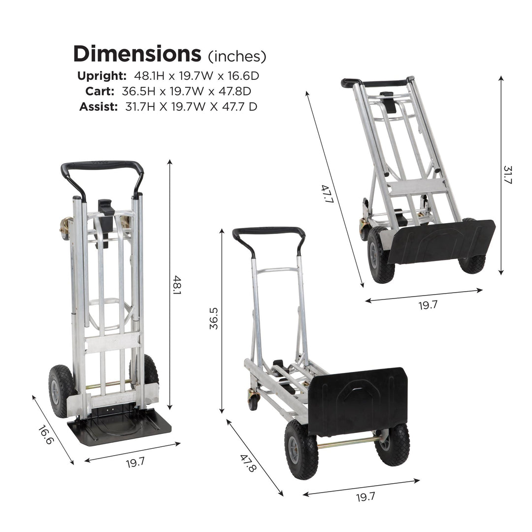 4 in 1 Steel Folding Hand Truck with Flat-Free Wheels - Black - 1-Pack