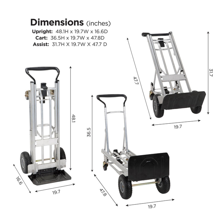 4 in 1 Steel Folding Hand Truck with Flat-Free Wheels - Black - 1-Pack