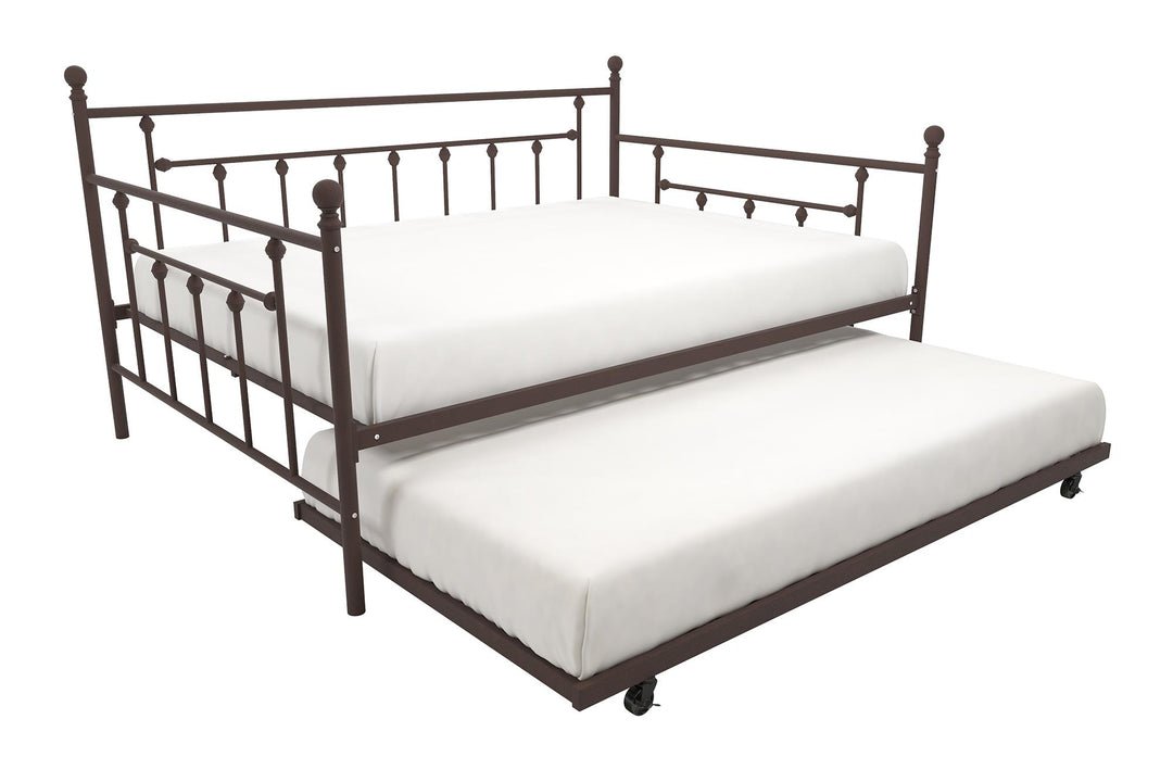 Manila Metal Daybed and Trundle Set with Sturdy Metal Frame and Slats - Bronze - Full