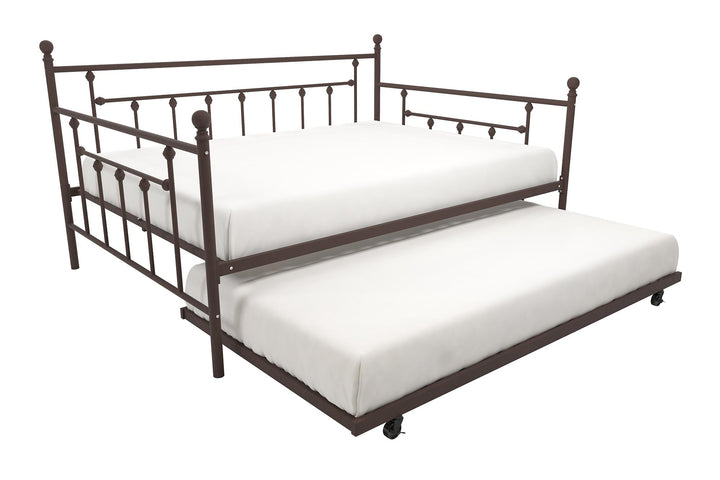 Manila Metal Daybed and Trundle Set with Sturdy Metal Frame and Slats - Bronze - Full