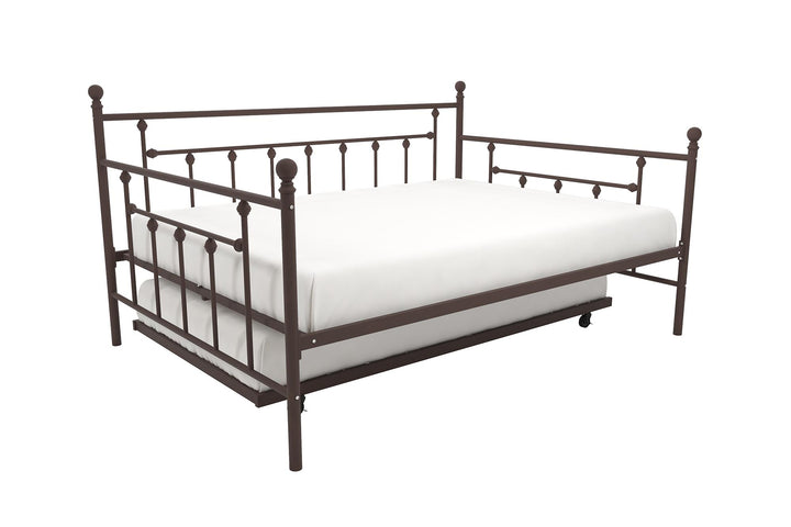 Manila Metal Daybed and Trundle Set with Sturdy Metal Frame and Slats - Bronze - Full