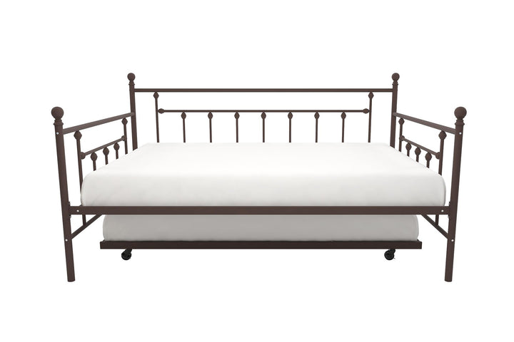 Manila Metal Daybed and Trundle Set with Sturdy Metal Frame and Slats - Bronze - Full