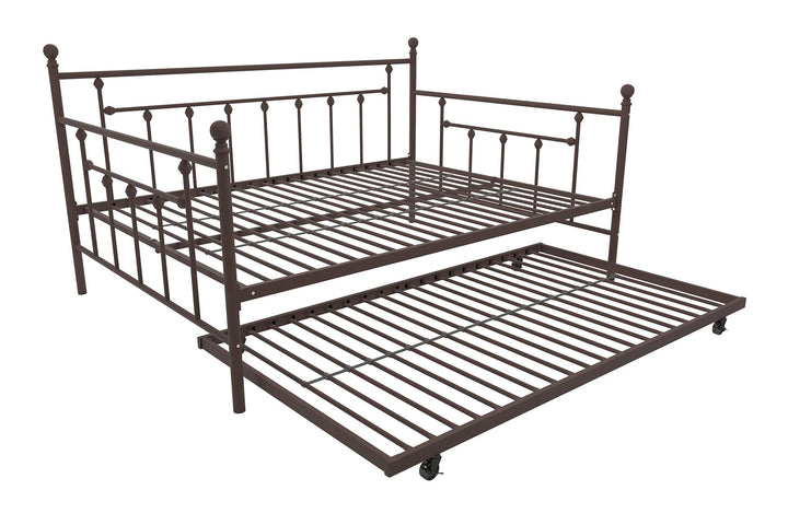 Manila Metal Daybed and Trundle Set with Sturdy Metal Frame and Slats - Bronze - Full