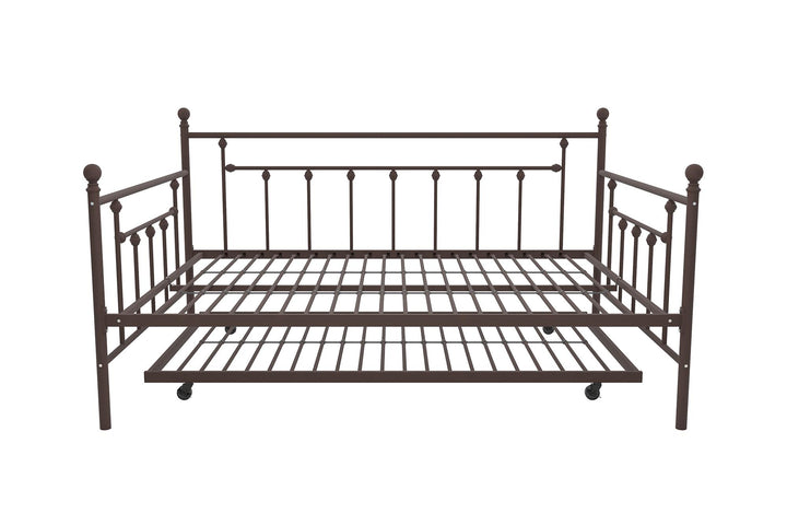 Manila Metal Daybed and Trundle Set with Sturdy Metal Frame and Slats - Bronze - Full