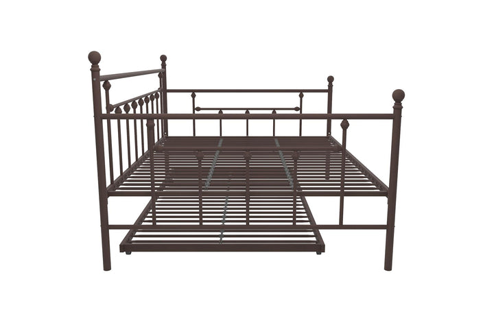 Manila Metal Daybed and Trundle Set with Sturdy Metal Frame and Slats - Bronze - Full