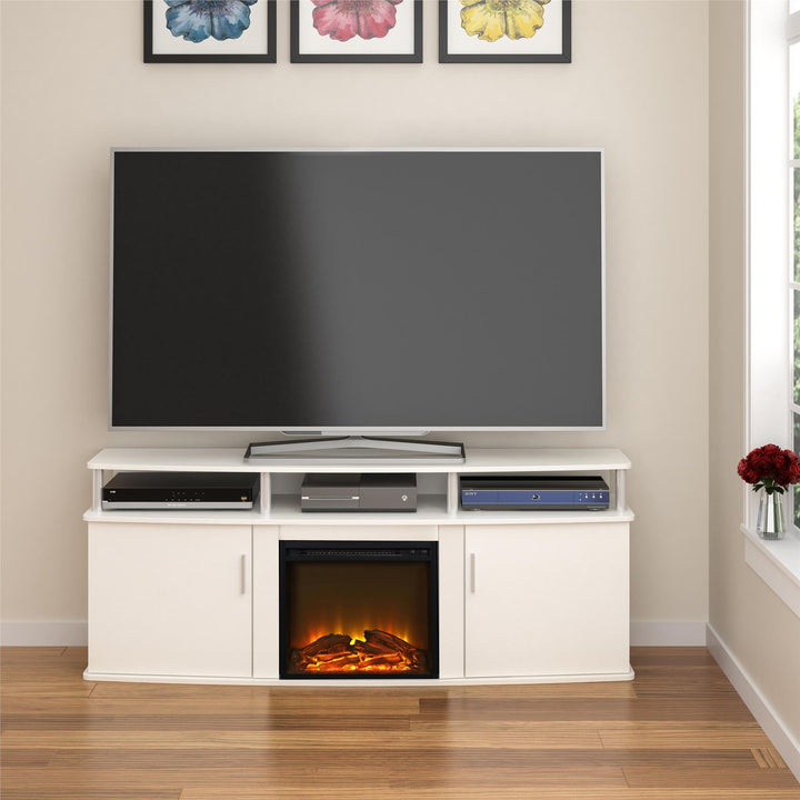 Carson Electric Fireplace TV Console for TVs up to 70 Inch - White