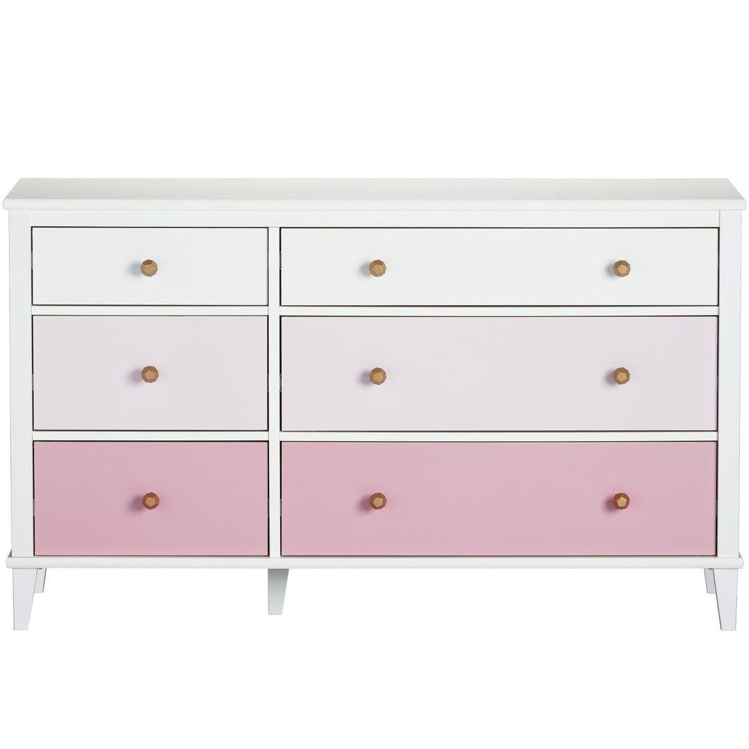 Spacious storage solution with 6 drawer dresser -  Pink
