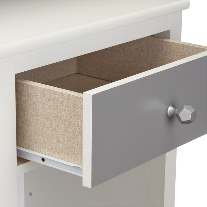 Nightstand with 2 Sets of Knobs -  Gray