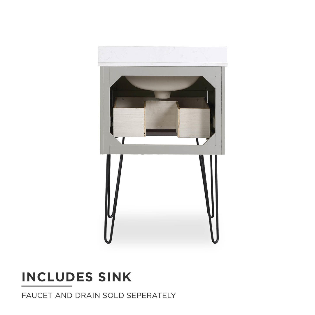 Tribecca 24 Inch Floating Wall Mounted Bathroom Vanity - Gray - 24"