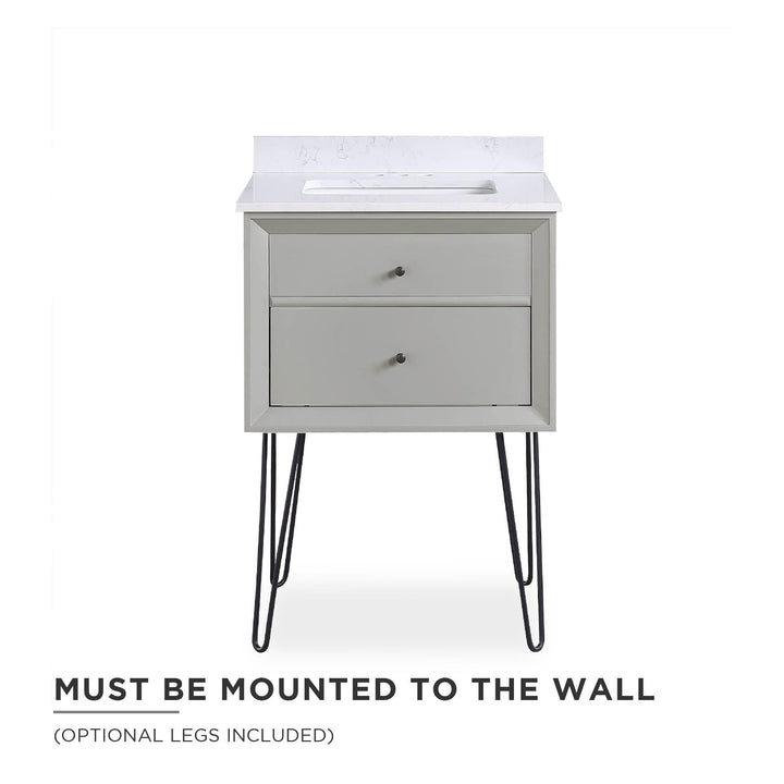 Tribecca 24 Inch Floating Wall Mounted Bathroom Vanity - Gray - 24"