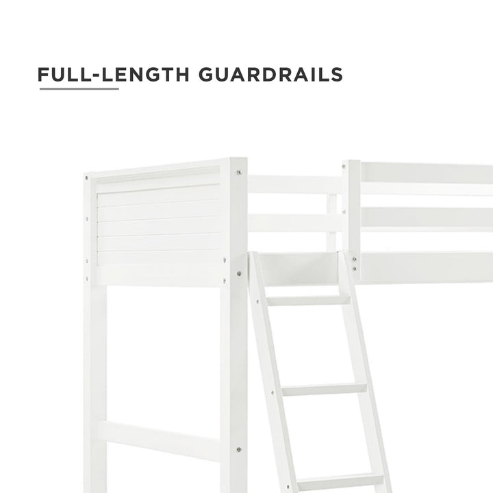 Your Zone Kiarah Twin Loft Bed with Ladder, White - White