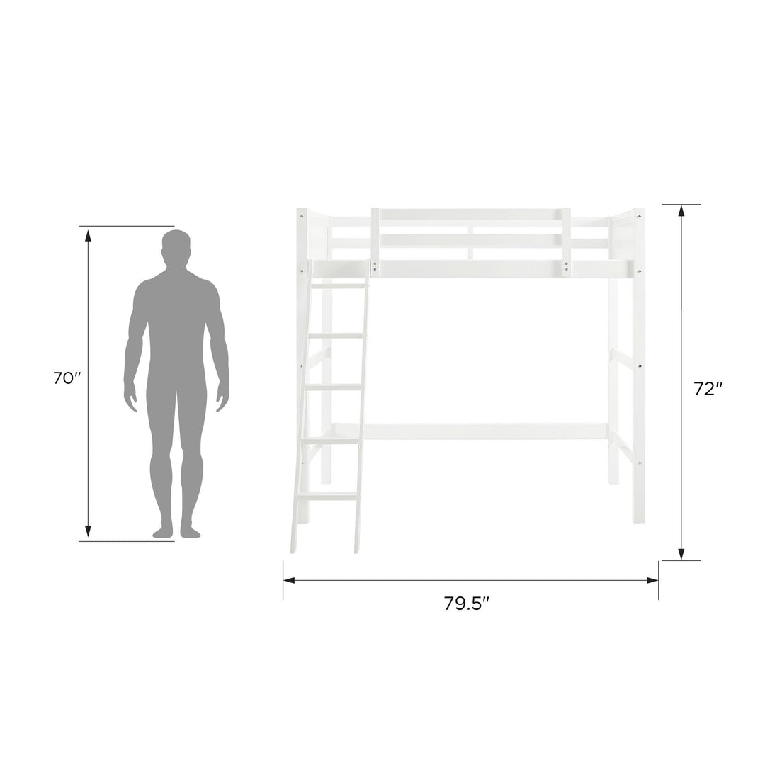 Your Zone Kiarah Twin Loft Bed with Ladder, White - White