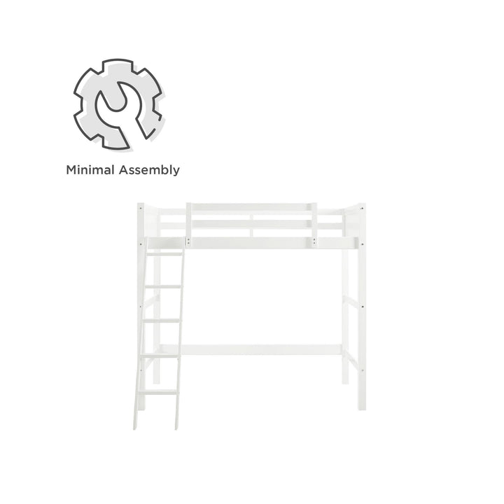 Your Zone Kiarah Twin Loft Bed with Ladder, White - White
