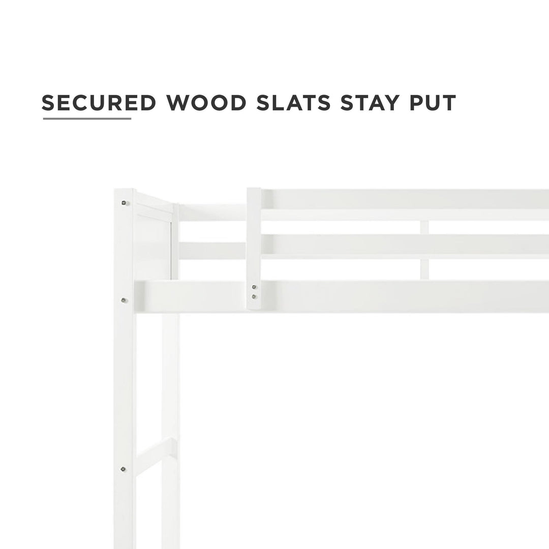 Your Zone Kiarah Twin Loft Bed with Ladder, White - White