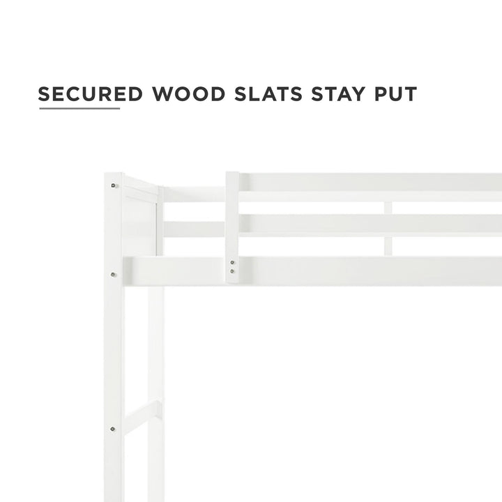 Your Zone Kiarah Twin Loft Bed with Ladder, White - White