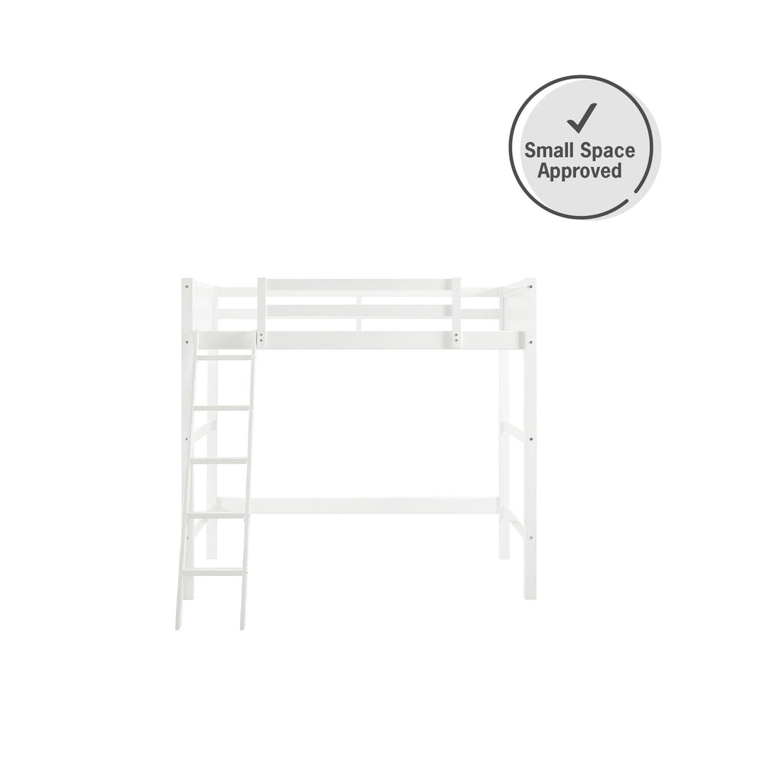 Your Zone Kiarah Twin Loft Bed with Ladder, White - White