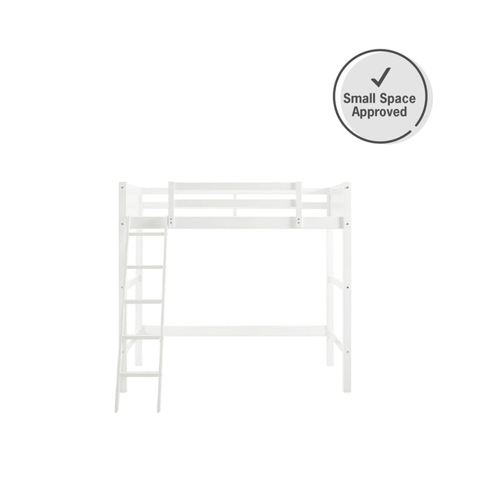 Your Zone Kiarah Twin Loft Bed with Ladder, White - White