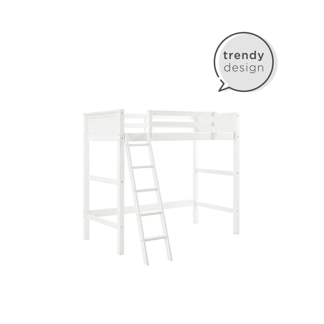 Your Zone Kiarah Twin Loft Bed with Ladder, White - White