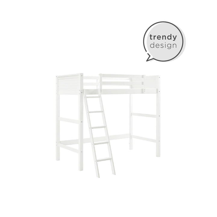 Your Zone Kiarah Twin Loft Bed with Ladder, White - White