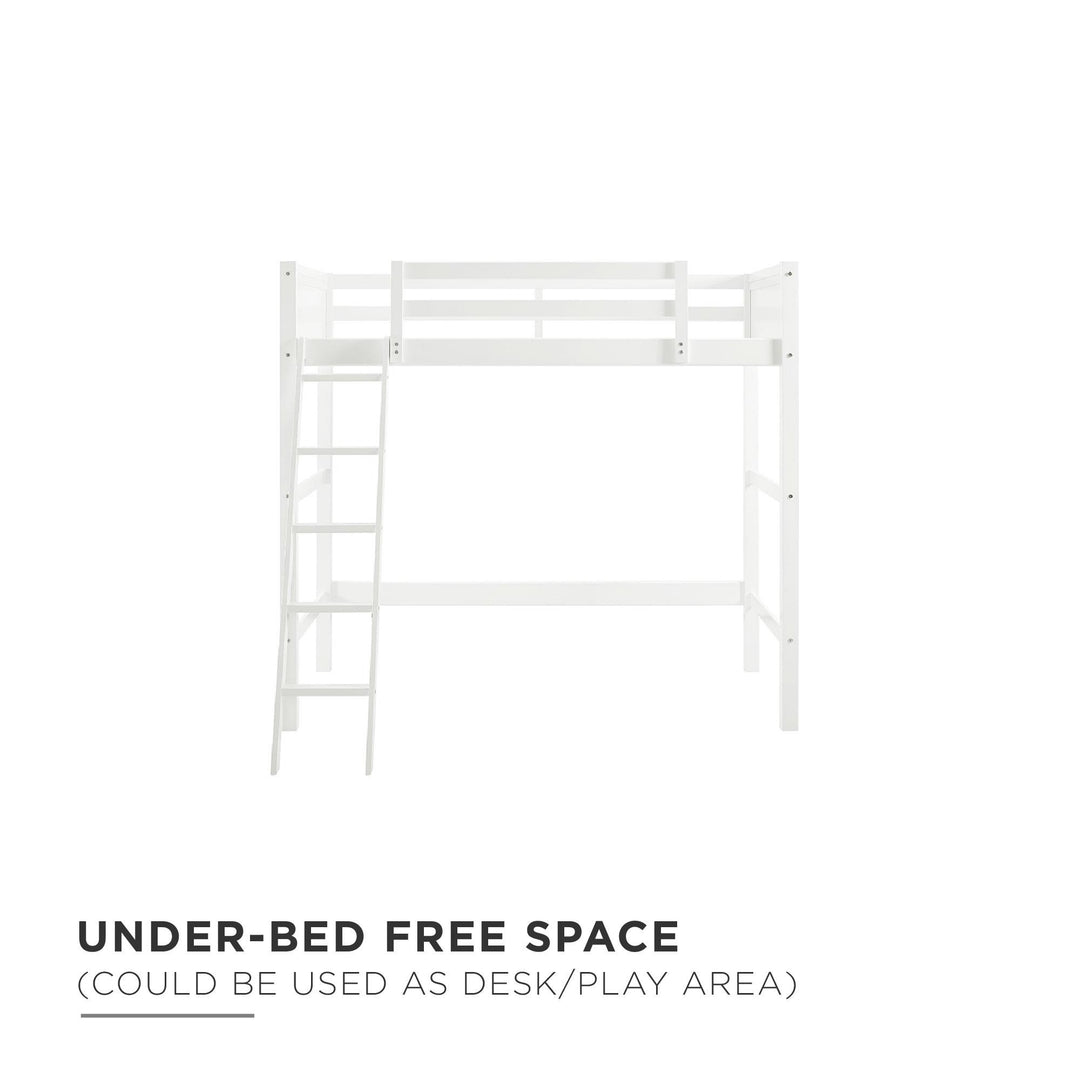 Your Zone Kiarah Twin Loft Bed with Ladder, White - White