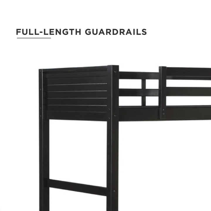 Your Zone Kiarah Twin Loft Bed with Ladder, Black - Black