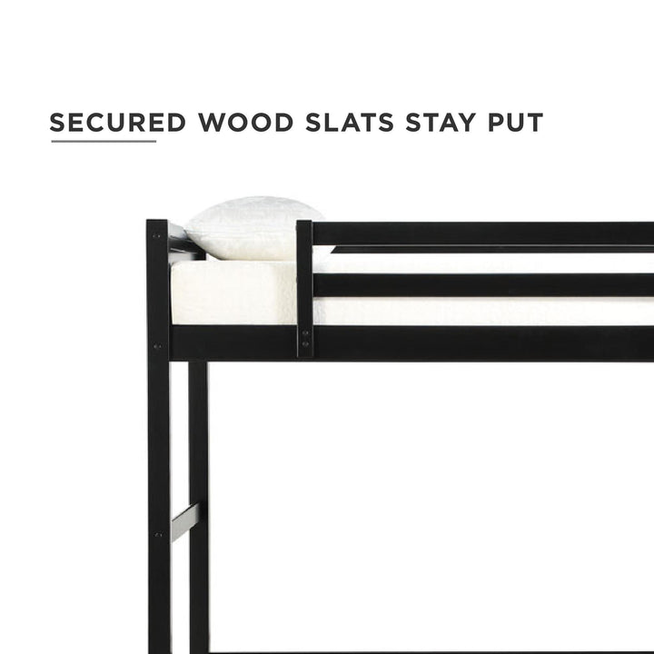Your Zone Kiarah Twin Loft Bed with Ladder, Black - Black