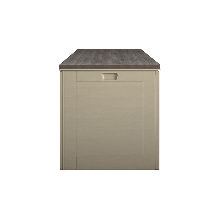 Outdoor Weather-Resistant Patio Deck Storage Box with Locking Hinge Design - Tan