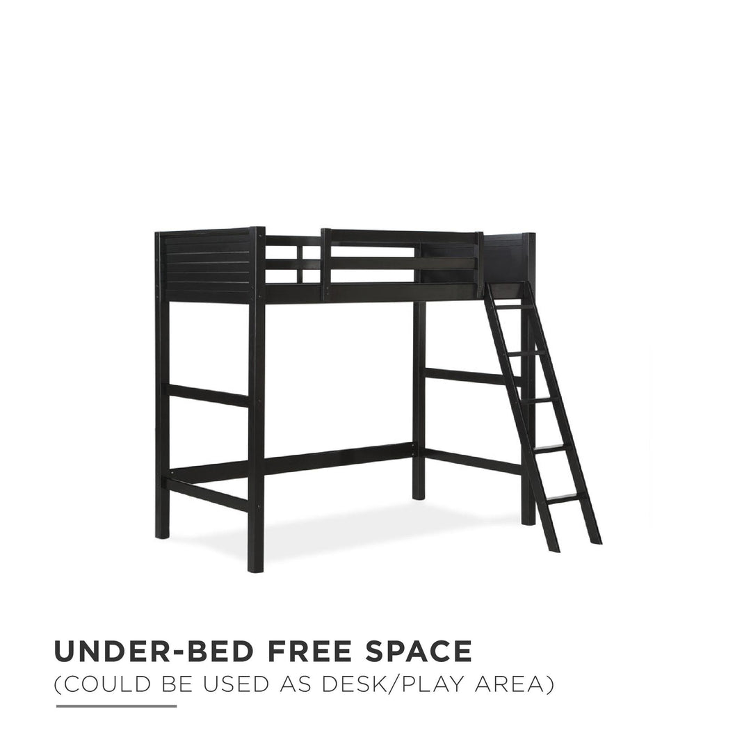 Your Zone Kiarah Twin Loft Bed with Ladder, Black - Black