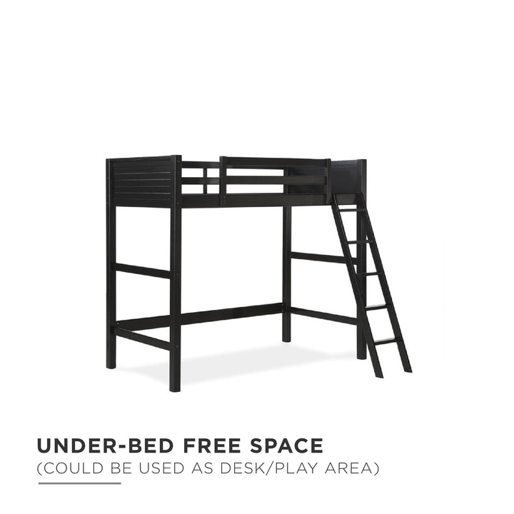 Your Zone Kiarah Twin Loft Bed with Ladder, Black - Black