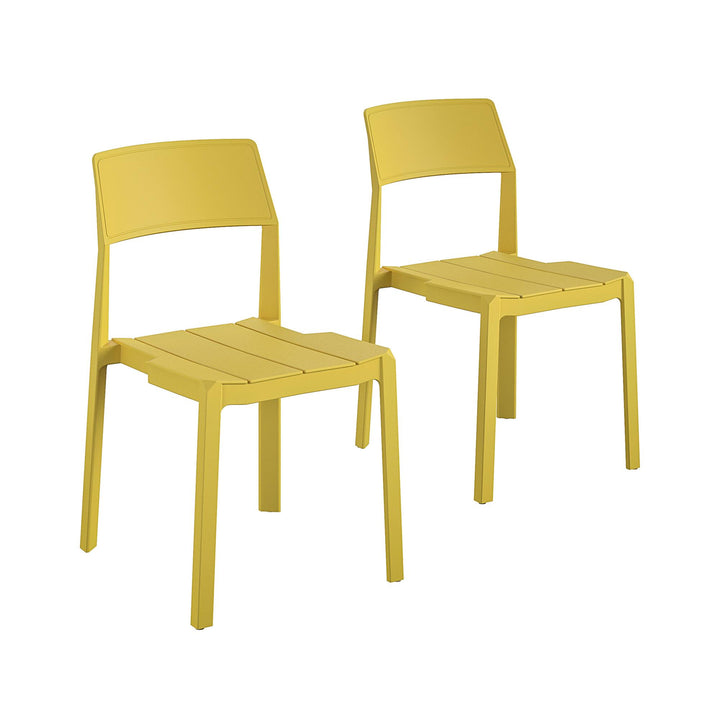 Poolside Collection Chandler Stacking Dining Chairs Indoor/Outdoor, Set of 2 - Yellow - 2-Pack