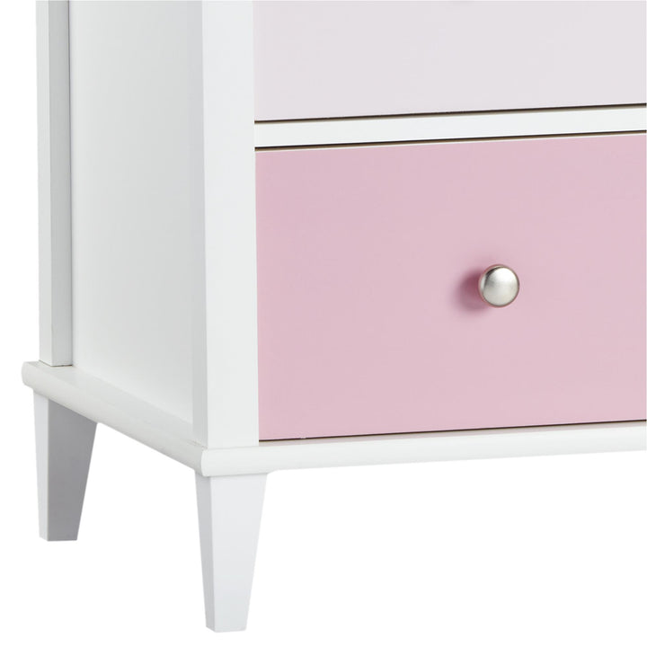 Spacious 6 drawer dresser with customizable knobs -  Pink