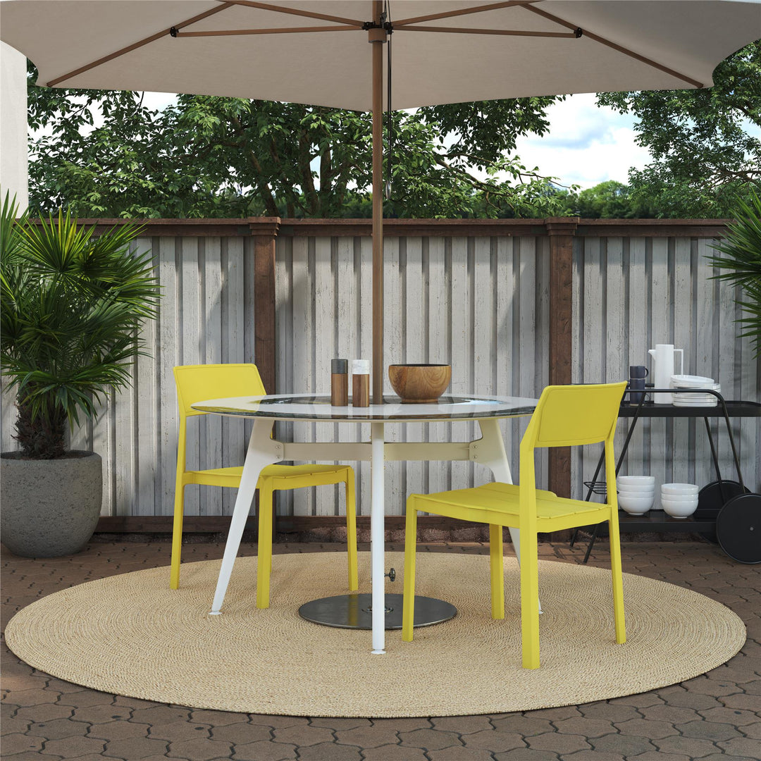Poolside Collection Chandler Stacking Dining Chairs Indoor/Outdoor, Set of 2 - Yellow - 2-Pack