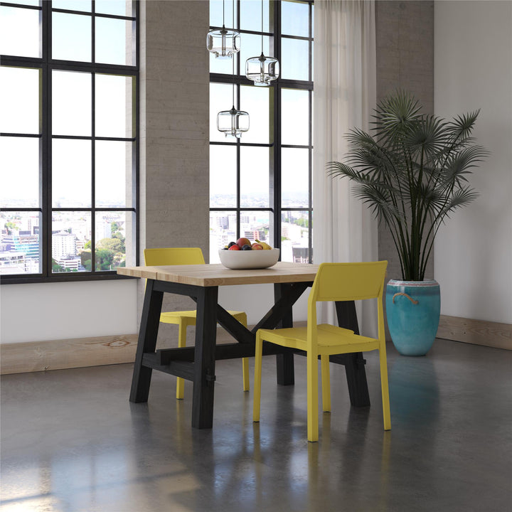 Poolside Collection Chandler Stacking Dining Chairs Indoor/Outdoor, Set of 2 - Yellow - 2-Pack