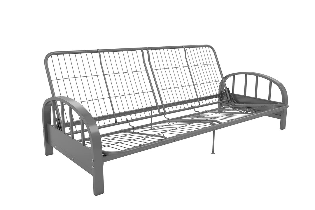 Ailee Metal Full Size Futon Frame with Multiple Reclining Positions - Silver