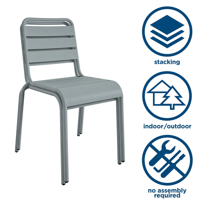 Poolside Gossip June Outdoor/Indoor Stacking Dining Chairs, Set of 2 or 4 - Light Gray - 2-Pack
