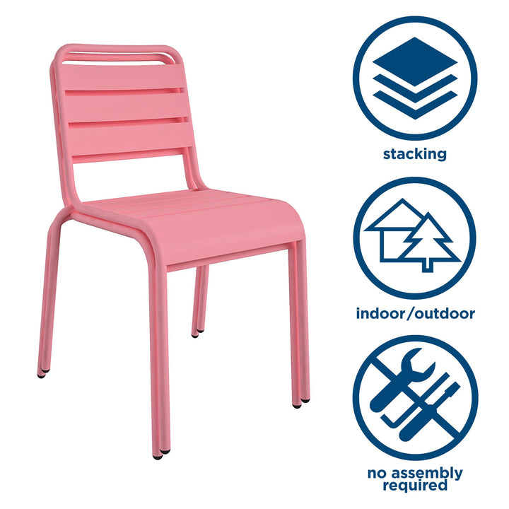 Poolside Gossip June Outdoor/Indoor Stacking Dining Chairs, Set of 2 - Pink - 2-Pack