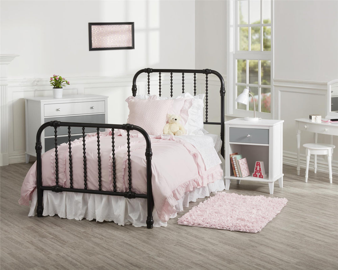 Monarch Hill Wren Metal Bed with Curved Scrollwork Design - Black - Twin