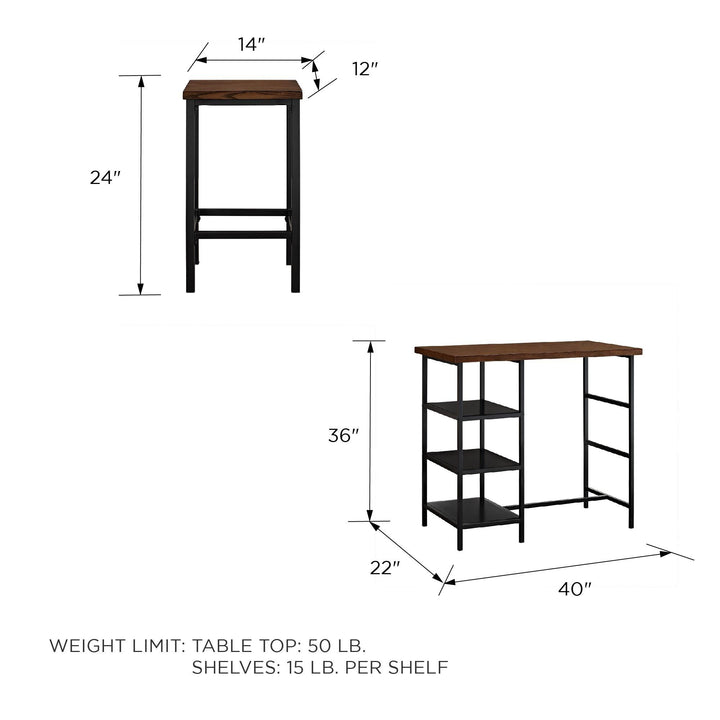 Elegant 3-piece dining for small spaces -  Dark Mahogany