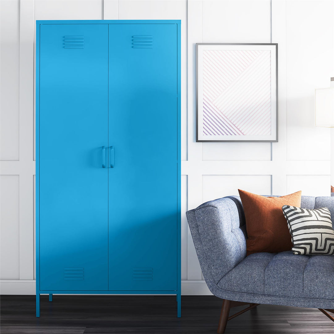 Tall metal locker cabinet by Cache -  Blue