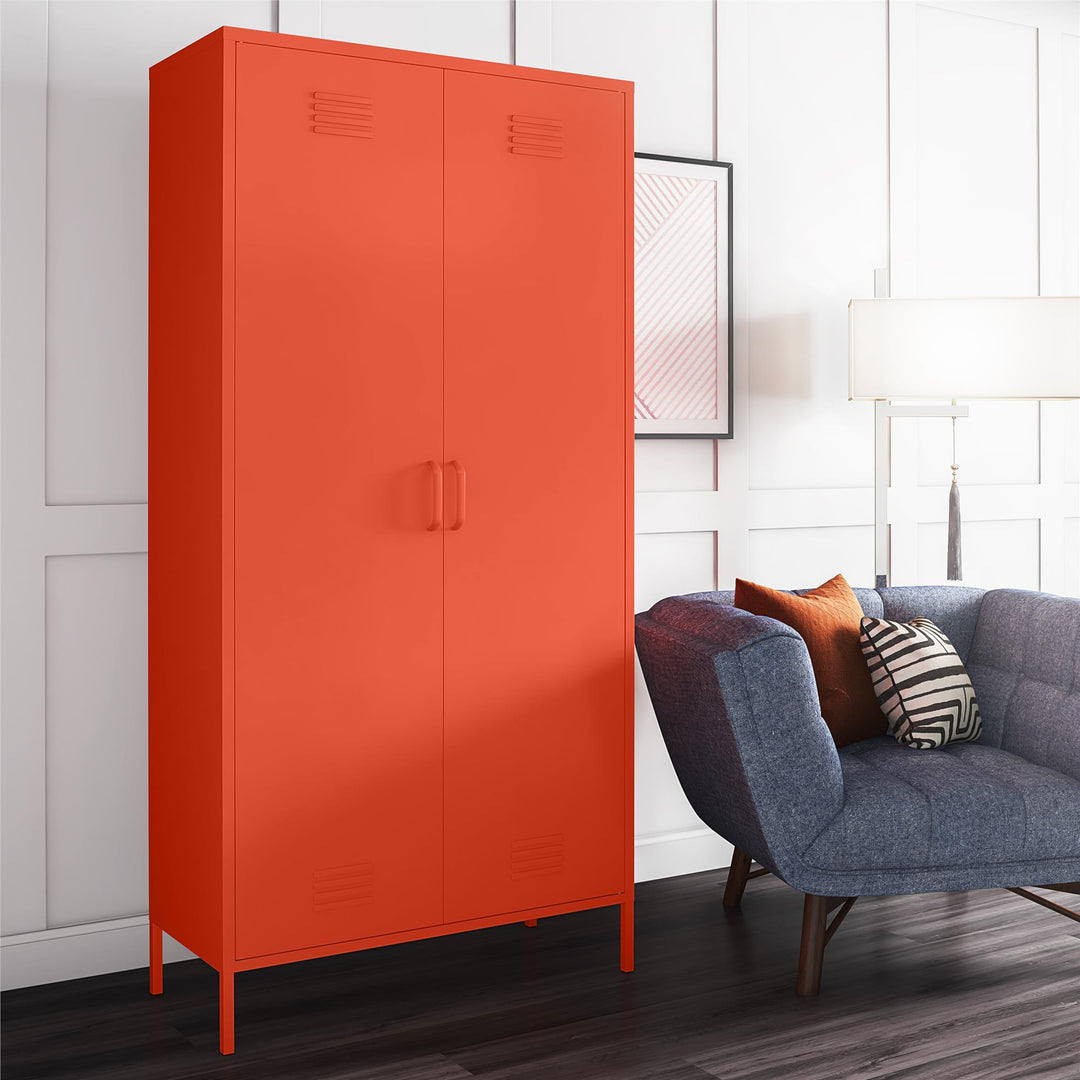 Cache tall cabinet with modern flair -  Orange