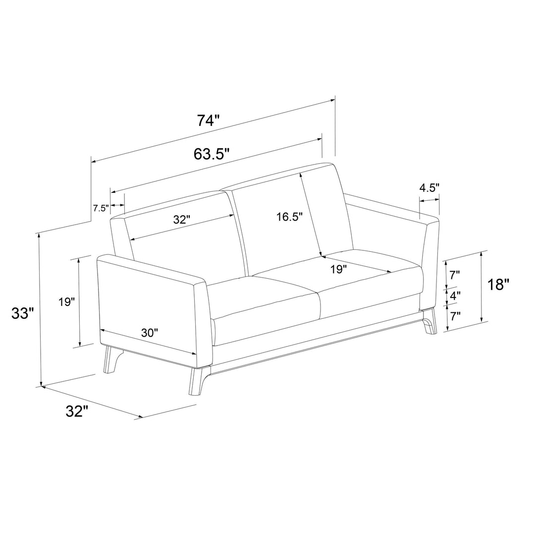 Middlefield Wood Base 3 Seater Sofa - Gray