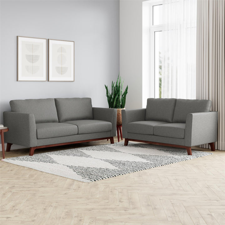 Middlefield Wood Base 3 Seater Sofa - Gray