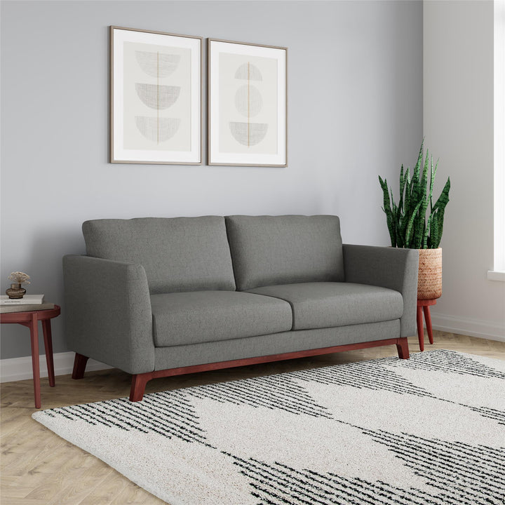 Middlefield Wood Base 3 Seater Sofa - Gray