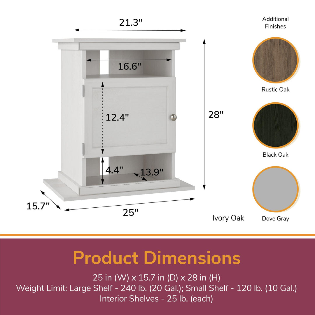 10/20 Gallon Aquarium Stand with Open and Concealed Storage - Ivory Oak